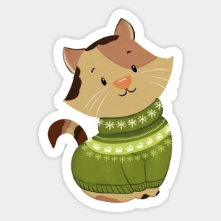 Cute Cat Christmas Sweater Sticker